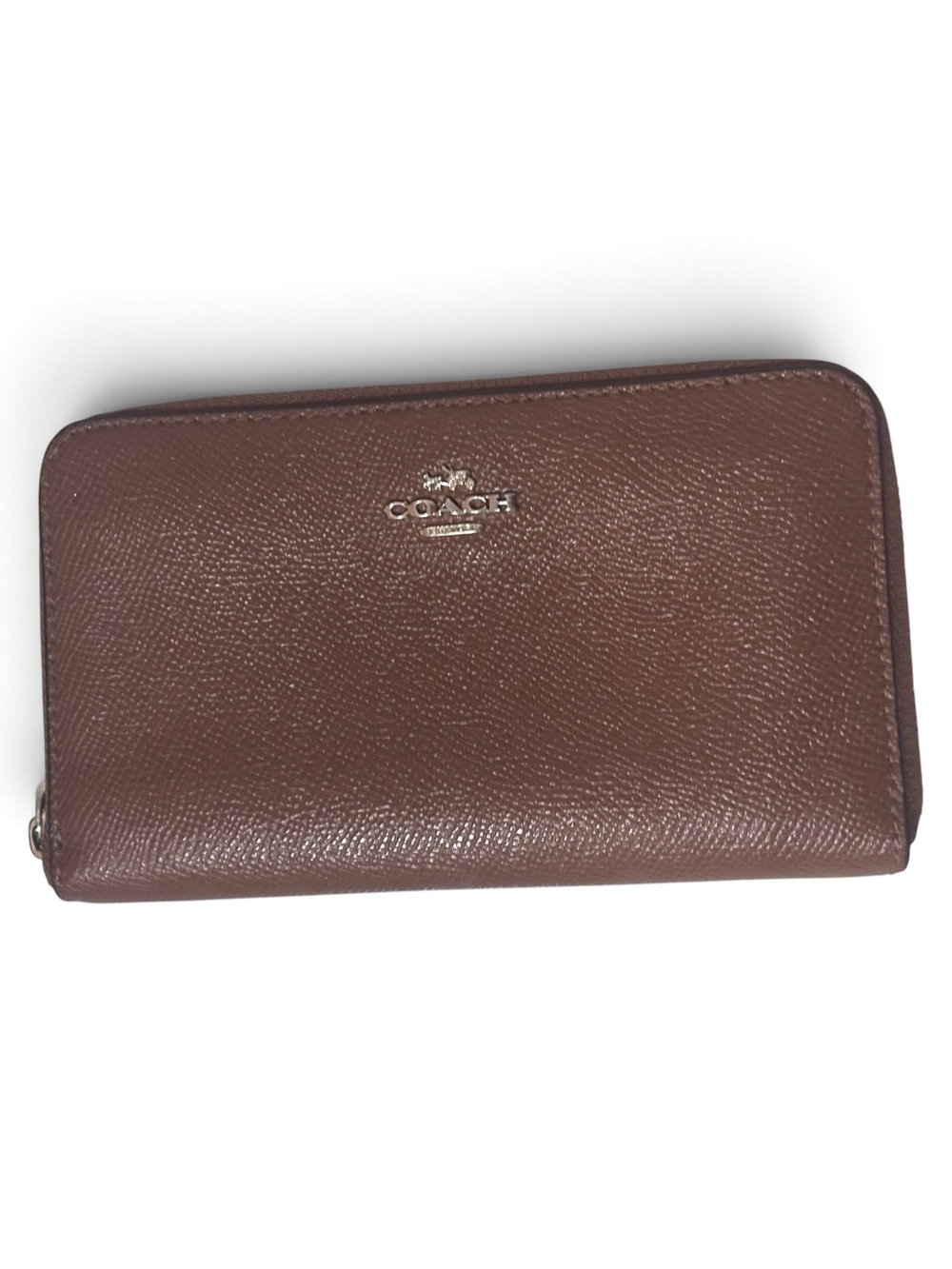 Coach Brown Crossgrain Leather Zip Around Wallet